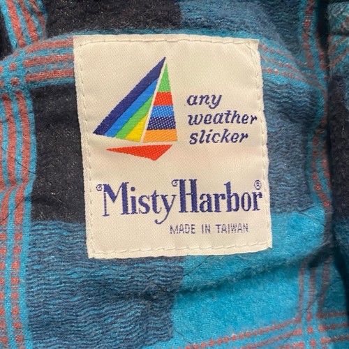 VTG 90 Misty Harbor Rain Coat Womens MED Blue Full Zip Plaid Lined Jacket Hooded - Picture 2 of 8