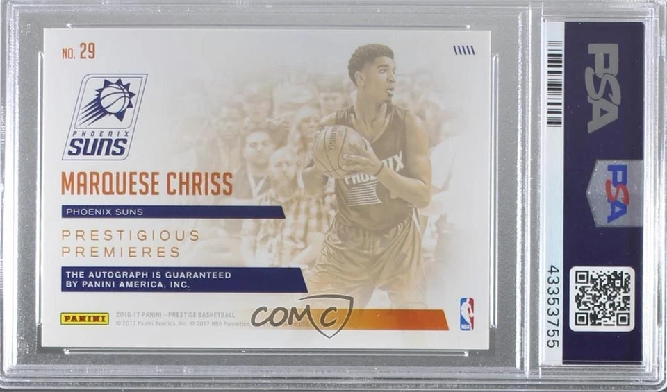 2016-17 Panini Prestige Marquese Chriss #29 PSA 9 MINT Rookie Auto RC - Image 2 of 2