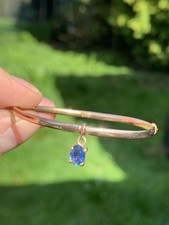 9Ct Gold Sapphire Exceptional Antique Childs Bangle 2 Grams