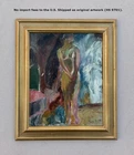 Inga Larsson (Swedish, 1927) Female Figure in Interior. Expressionist oil.  COA