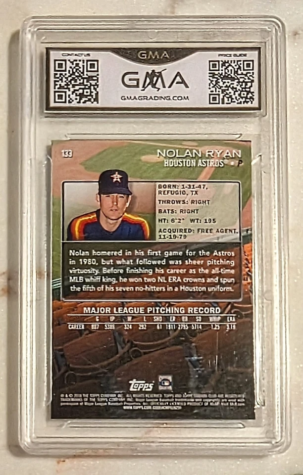 2018 TOPPS STADIUM CLUB #133 NOLAN RYAN CARD HOUSTON ASTROS GMA 10 LOW POP RARE - Image 2 of 2