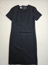 Vintage Talbots Black Wool Short-Sleeve Sheath Dress Size 4 Old Money Classy