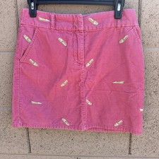 Vintage J crew Pink Embroidered Corduroy Mini Skirt Size 2