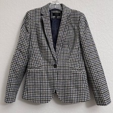 J Crew Campbell Moon Tweed Houndstooth Checked Wool Blazer Jacket Womens Size 4
