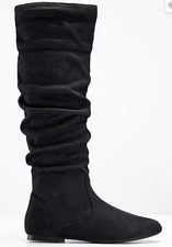 Freemans Wide Calf Slouch Faux Suede Boots in Black UK 7 (f1050.1)