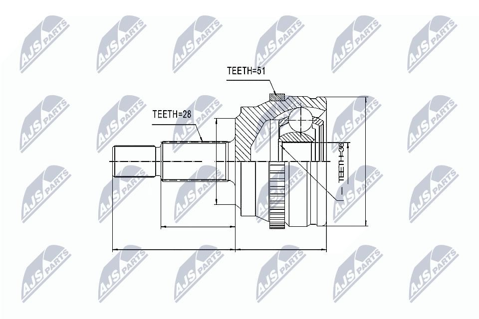 NTY Driveshaft CV Joint Kit NPZ-RE-013 For Nissan Opel Renault