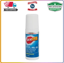 Stopain Pain Relief Roll On Gel 3oz, USA Made, Max Strength Fast Acting with MSM