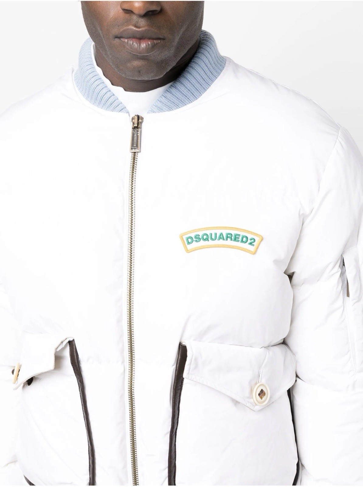 NEW With Tag / DSQUARED2 Men White Logo-Print Puffer Bomber Jacket Size 50 / L image 2