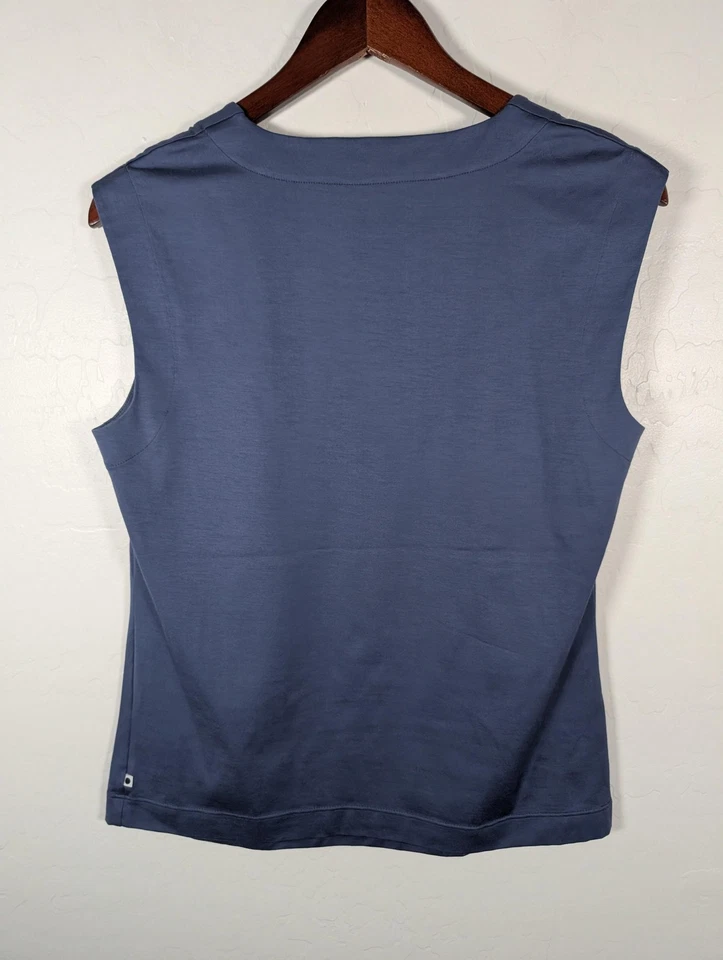 Camiseta sin mangas Akris Punto para mujer EE. UU. 12 azul cuello cuadrado sin mangas camisa elástica Foto 4 de 4