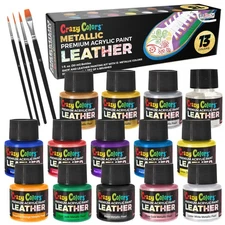 Premium Acrylic Shoe & Leather Paint Kit 13 Metallic Pearl Colors with 4 Brus...