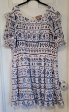 JessaKae Mirabel Dress White Blue Tiered Dress Women’s 3X