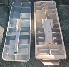 Vintage Frigidaire Quickube Ice Cube Trays, TWO Aluminum,not identical