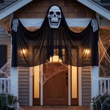 Sunstar Reaper Curtain Halloween Decoration - 9 ft - Black