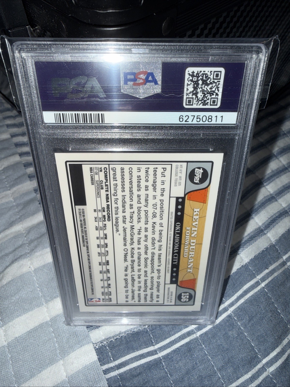 2008 Topps Chrome Basketball #156 Kevin Durant PSA 10 view 3
