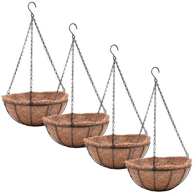 4 Pack Hanging Planter Basket with Coco Coin Liner 8 inch Hanging Flower Pots