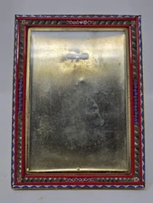 Vintage Floral Micro Mosaic Easel Back Picture Frame Italy RDE Import