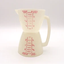 Tupperware Double Sided Measuring Cup 8 oz Hourglass Wet Dry Vintage Retro 70s