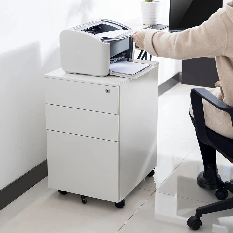 Desky GO Slimline Mobile Pedestal Steel 3 Drawer Filing Cabinet Lockable 19 kg - image 3 of 4