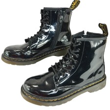 Dr. Martens 1460 J Boots Kids Size 3 Black Patent Leather Side Zip Combat