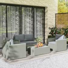 Outsunny 4 Piece Rattan Garden Furniture Set with Cushions, Refurbished