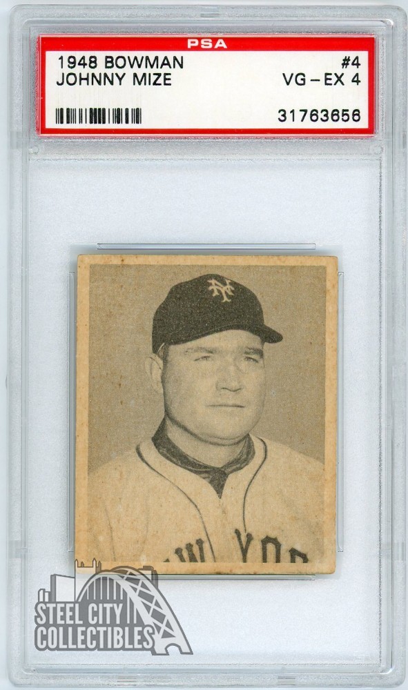 Johnny Mize 1948 Bowman Baseball Card #4 PSA 4