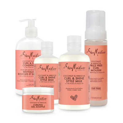 SheaMoisture Coconut & Hibiscus Curl & Shine Set - Smoothie, Milch & Shampoo
