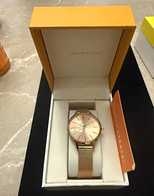 Vernier Vernier Rose Gold Tone Quartz Analog Mesh Band Watch 30m Box Manual