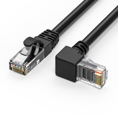90 Degree CAT6 Ethernet Cable 10 Foot UPangle Right Angle RJ45 Cord 10'