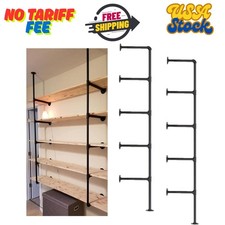 Industrial Wall Mount Iron Pipe Shelf Shelves Shelving Bracket Black Vintage ...