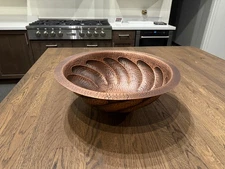 17" Hammered Copper Bathroom Sink Drop In Top Mount