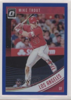 2018 Panini Donruss Optic Blue Prizm /149 Mike Trout (Batting Leg Kick) #121 4l3