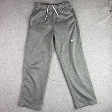 Nike Therma Fit Pants Youth Size L Gray Fleece Sweatpants Joggers Elastic Waist