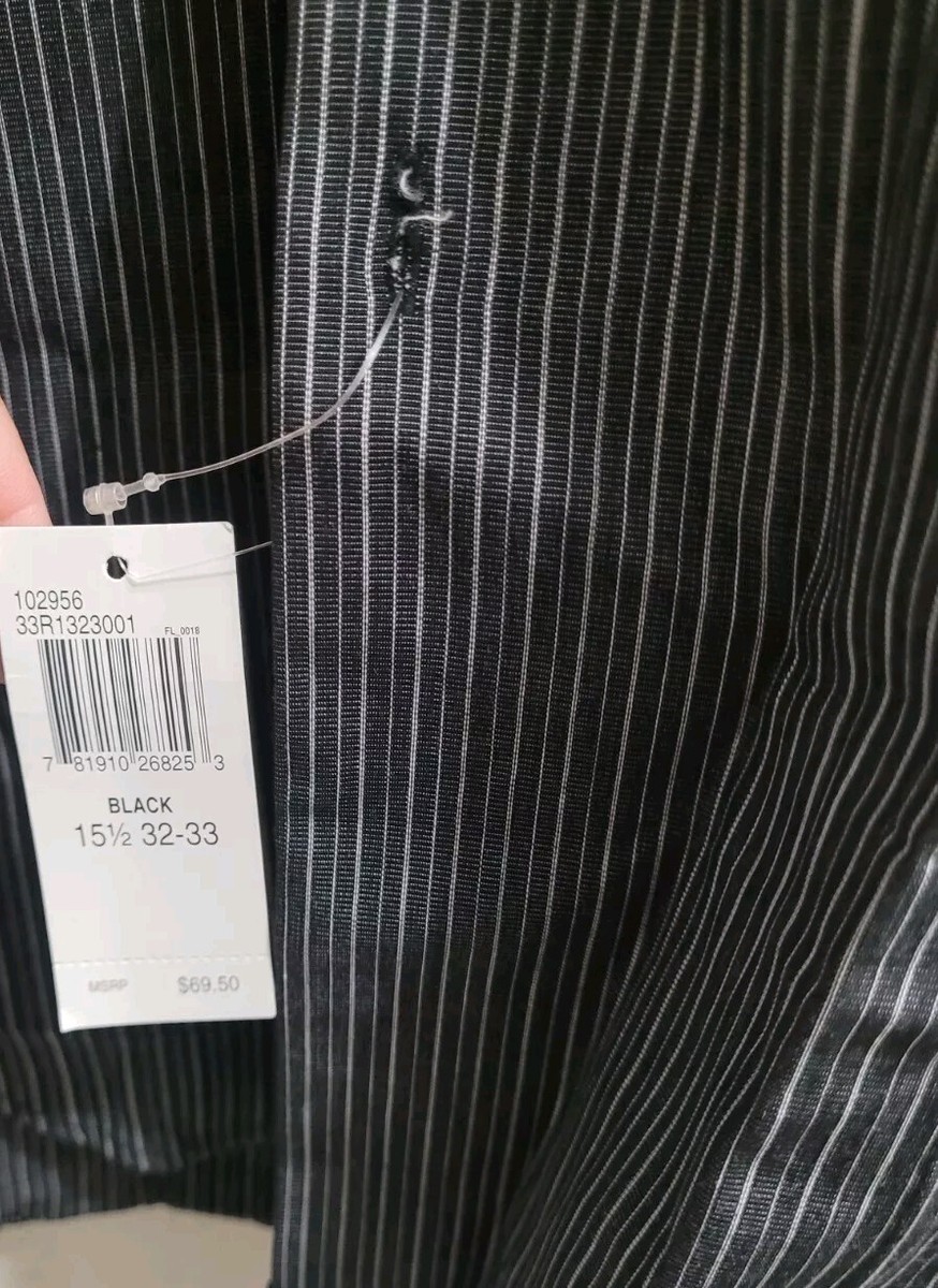 Calvin Klein Slim Fit Men's Black & White Striped Button Down 15 1