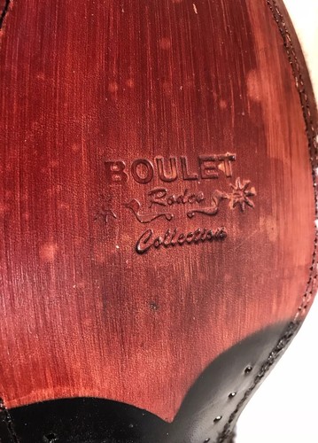 Stivali uomo Boulet Pirarucu punta quadrata blu/arancio pelle cucita taglia 12 EEE - Foto 13 di 21