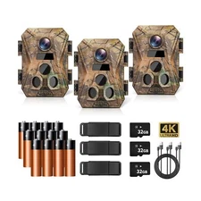 Mini Trail Camera 3 Pack,4K 48MP Game Camera with 2.0'' LCD Screen,Hunting Ca...