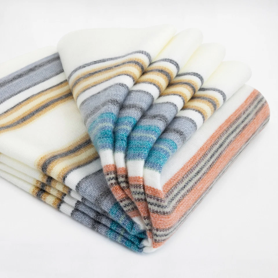ECUALAMA SOFT & WARM STRIPED ALPACA WOOL BLANKET QUEEN BED SOFA THROW OCEAN DIVE