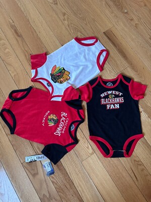 NHL Chicago Blackhawks Baby Girls One-Piece Bodysuit 3pk Set 12