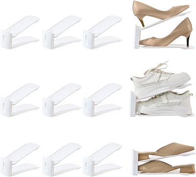 Shoe Boxes Clear Plastic Stackable Shoe Slot Organizer 12 Pack ...