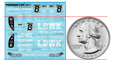 White Toner 1/64 Water Slide Decal Set Nissan Silvia LBWK