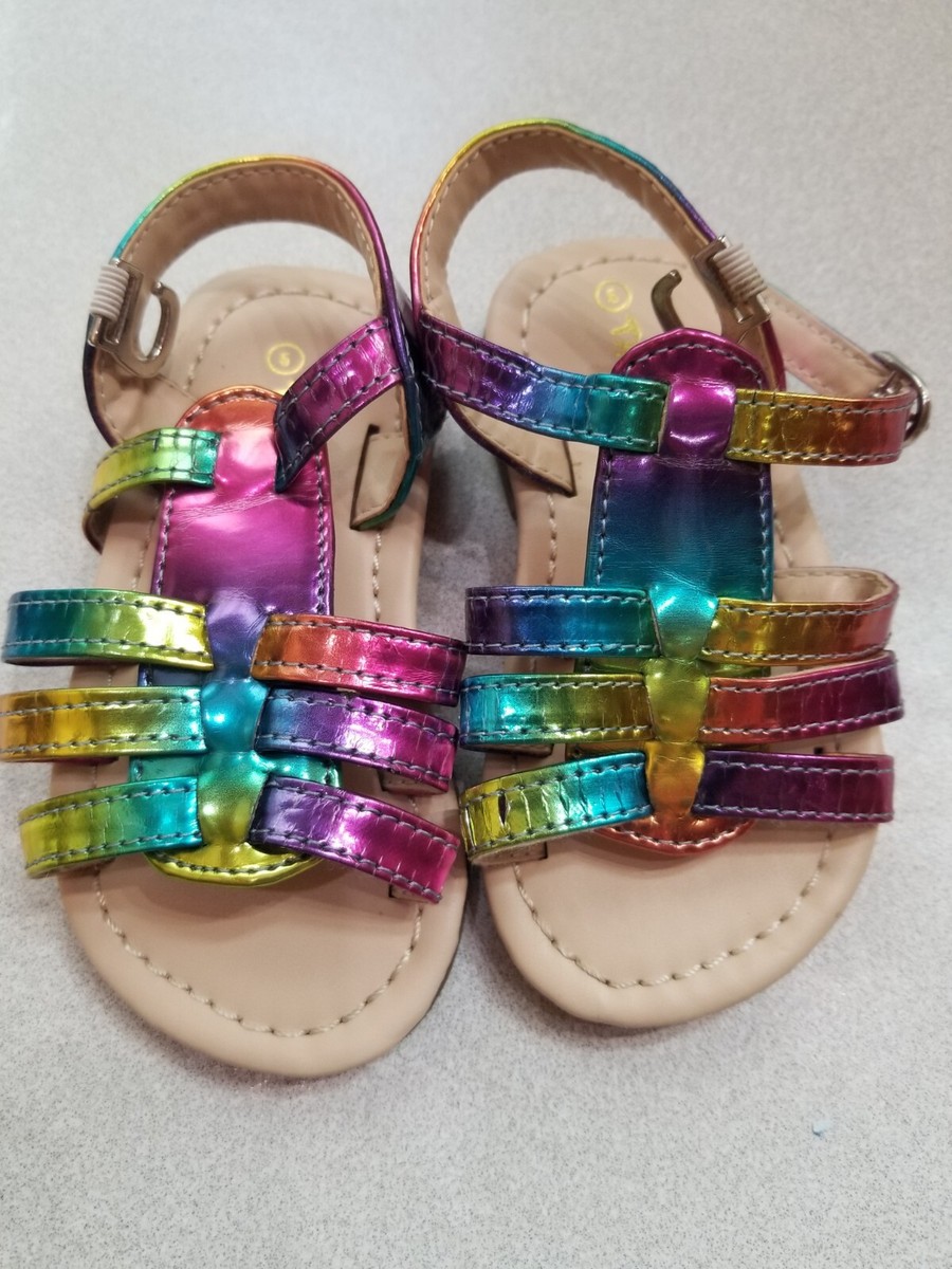 Doll Maker Gladiator Sandals/shoes SZ Toddler Girls Rainbow
