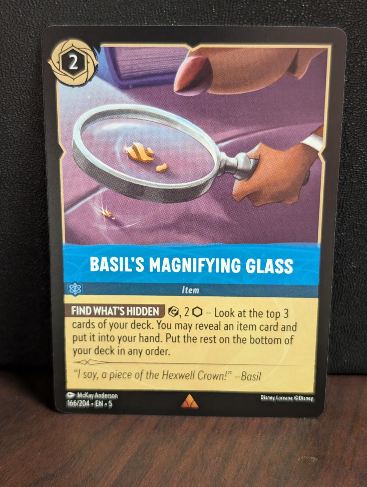 Lorcana NM Shimmering Skies Rare Basil's Magnifying Glass 166/204 Non Foil