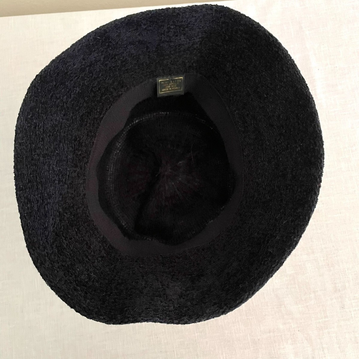 Vintage 90s Black Acrylic Knit Textured Womens Bucket Hat w  display picture 2