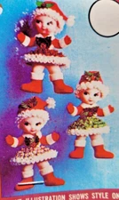 Walco CHRISTMAS ELVES Makes 3 Sequin Bead Figural Vintage Ornament Kit 1976 NOS