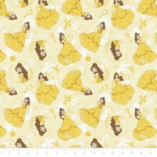 Disney's Princess Belle Beauty  the Beast Yellow Cotton Fabric by the Yard
