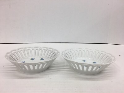Vintage Lichte Fine China 6 1/2'' Round Decorative Bowls w/ Scalloped Rim
