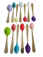 GERBER Soft Bite Tip Baby SPOON Stainless Steel Rubber SPOONS