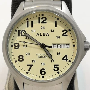 SEIKO AQPJ401 blanc ALBA Quartz Titanium Sporty Imperméable Hommes Montre Nouveau dans la boîte