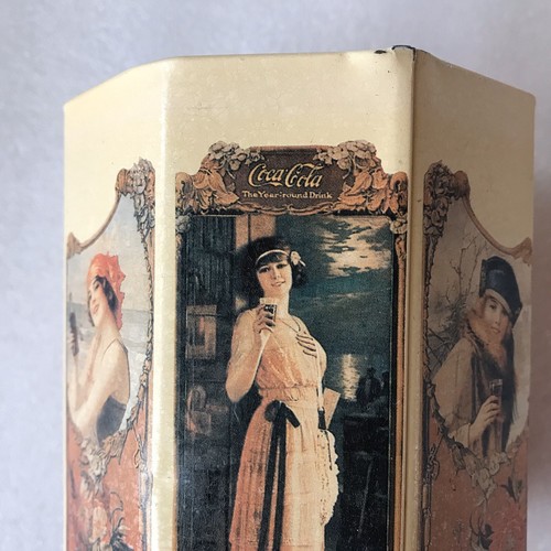 COCA-COLA Brand Tin 5" Octagon Container with Lid 1989 Vintage Collectible - Picture 5 of 9