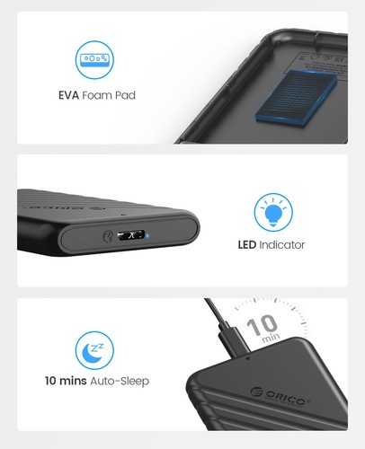 ORICO 2.5in Hard Drive Enclosure USB 3.0 to SATA III External Enclosure HDD/SSD - Picture 10 of 10