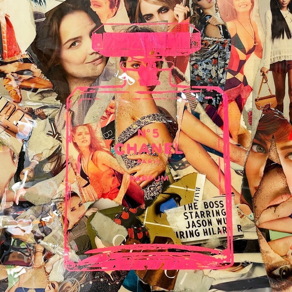 Shane Bowden CHANEL Pink N°5 Signed Unique Painting Mixed Media